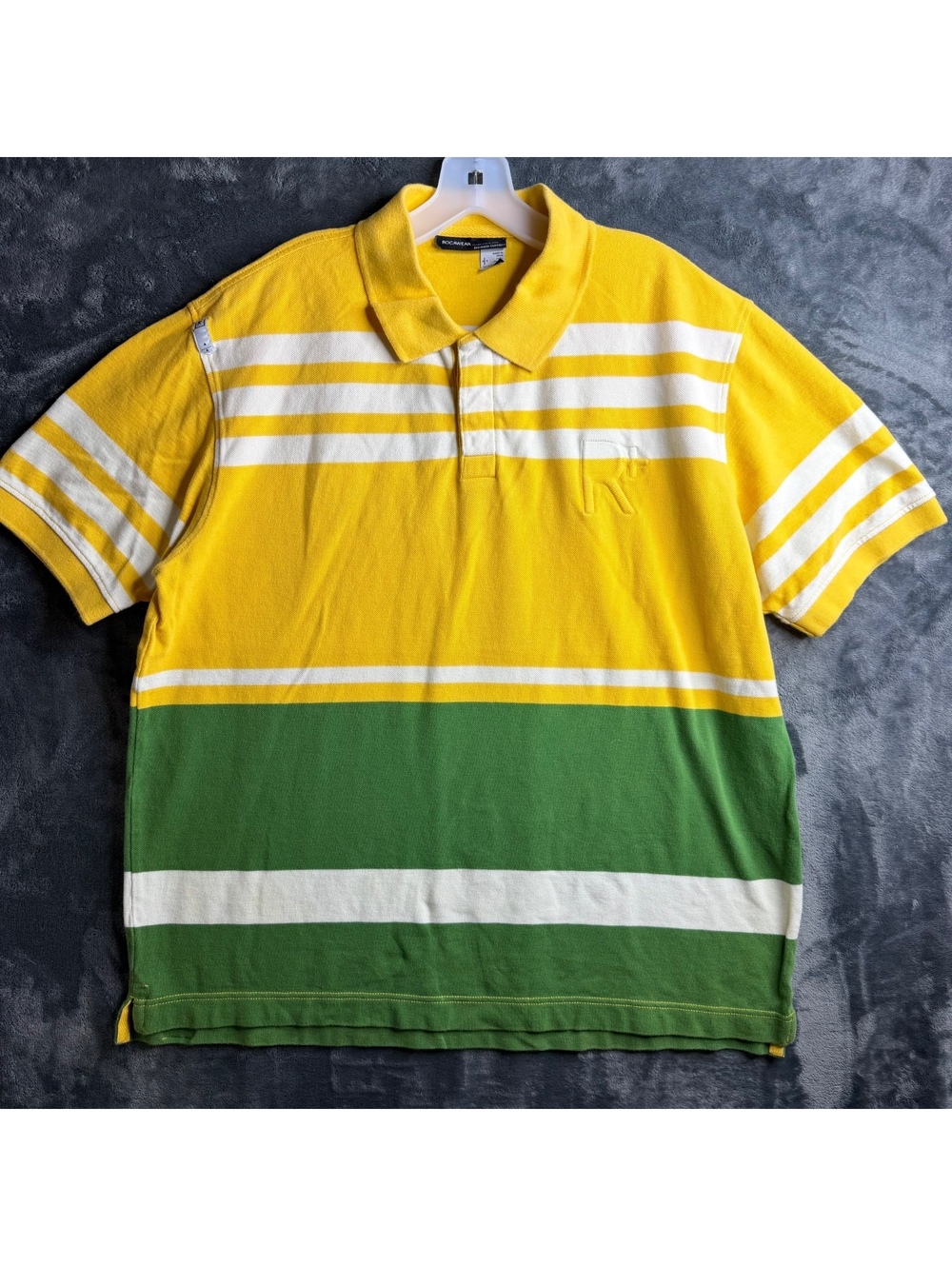 Vintage Rocawear Polo Shirt Mens XL Stripe Streetwear Y2K